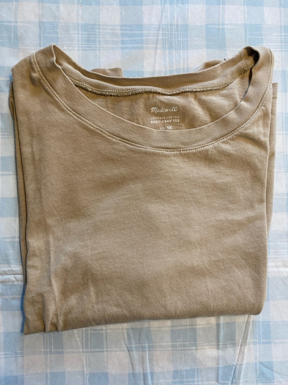 Madewell Boxi-Crop Sleeve Crewneck Tee in Beige - Picture 4 of 4